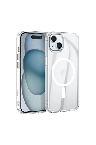 Apple Uyumlu iPhone Hoco 15 Anti fall Darbe Önleyici Airbag Manyetik Magsafe Silikon Kilif Seffaf