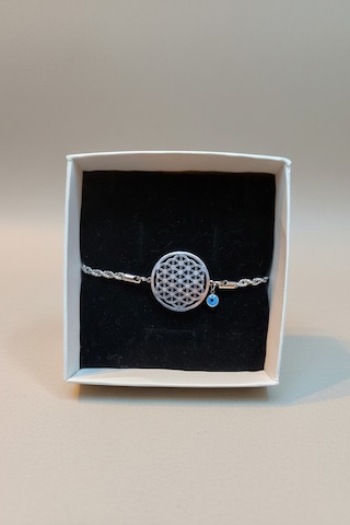 Valmont Accessories Yaşam Çiçeği Nazar Boncuklu 18+5 Cm Ayarlanabilir Gümüş Renk Kadın Çelik Bileklik