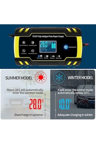 Didadodo Vislone 3 Kademeli Otomatik Akıllı Akü Şarj Cihazı Lcd Ekran, Güçlü Koruma Lcd Ekran