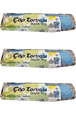 Canhome Büyük Boy Çöp Torbası 3 x 10'lu Mavi 65 x 80 CM