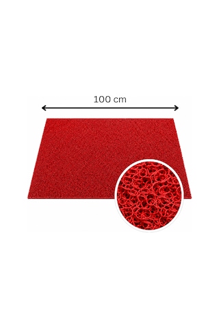 Kıvırcık Paspas 14 Mm 100x100 Cm Kırmızı Pvc Kaymaz Tabanlı