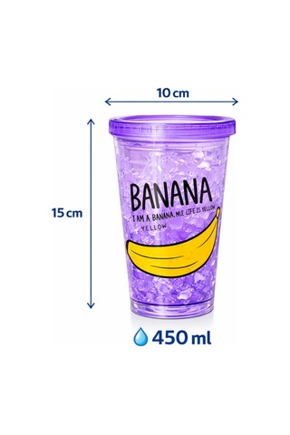 Buzlu Kırık Cam Görünümlü Smoothie Bardağı,450ml,sızdırmaz Kapaklı Soğuk İçecek Bardağı,bpa İçermez Mor