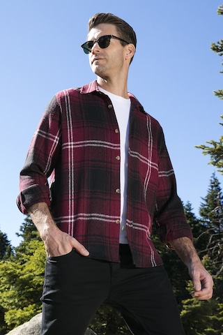 Buratti Ekoseli Uzun Kollu Slim Fit Kışlık Erkek Gömlek Cf21W112844 Bordo