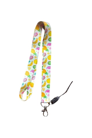 Sarı Meyveler Desenli Kart Askı Ipi, Yaka Askı Ipi, Boyun Askı Ve Telefon Askı Aparatı , 2 Cm