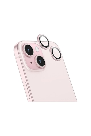 Hoco Crystal Clear iPhone Uyumlu 15-15 Plus Hd 3d Metal Çerçeveli Kamera Koruyucu Lens- 5775 Şeffaf