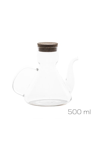 Porsima 6517 Mantar Kapaklı Borosilikat Cam Yağlık Sirkelik Yağdanlık 500 Ml Şeffaf