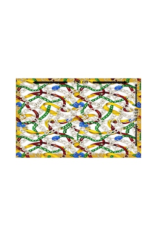 Nazzain Zincir Desen Desenli Bağlamalı Pareo Plaj Eteği Bikini Üstü Plaj Giyim Yazlık Beachwear 150x95 Cm Çok Renkli
