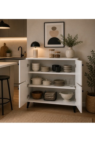 Ağlasun Model 2 Kapaklı Çok Amaçlı Dolap Ayakkabılık Kitaplık Banyo Dolabı Mutfak Dolabı Beyaz