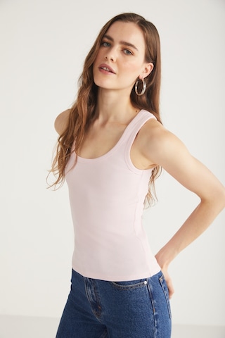 Ethıquet Lıllesol Kadın Fitilli Görünümlü Slim Fit Vücuda Oturan Havuz Yakalı Pamuklu Basic Pembe At