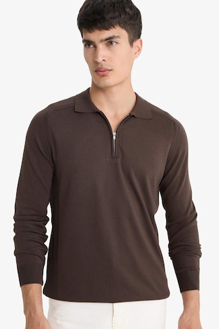 Defacto Standart Fit Polo Yaka Yarım Fermuarlı Premium Triko Kazak D0621AX24AU Kahve