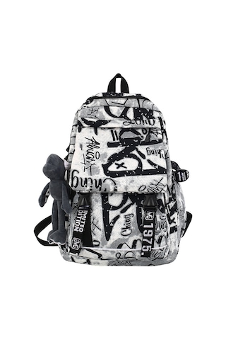 Treasure Büyük Kapasiteli Grafiti Desenli Okul Sırt Çok Renkli