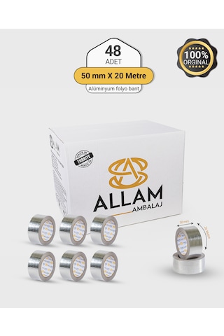 1 Koli 48 Adet Alüminyum Folyo Su Hava Yağ Kesici İzolasyon Bandı 50mm X 20 Mt Isıya Dayanıklı Bant