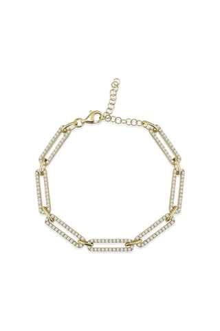 Bakla Gümüş Bileklik Zirkon Taşlı Gold (528167290)