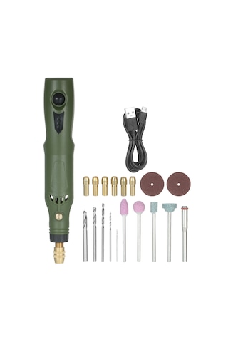 Youtek Usb Şarjlı Yeşil Minik Taşlama Makinesi, 15000 Rpm Hız İle Kesme Ve Parlatma İçin