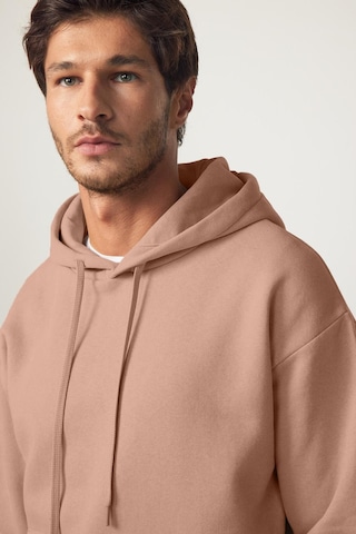 Tudors Unisex Oversize Geniş Kesim Pamuklu Yumuşak Dokulu İçi Polarlı Basic Vizon Renk Kapüşonlu Sweatshirt-31466-vizon Vizon