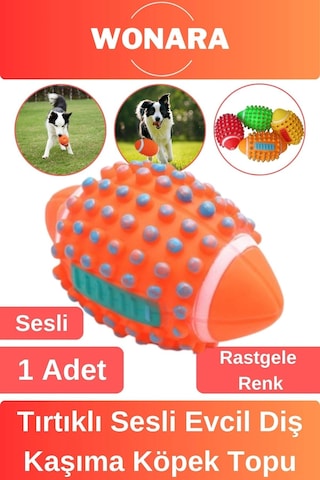 Dayanıklı Etkili Tırtıklı Evcil Hayvan Aksesuarı Sesli Köpek Topu Diş Kaşıma Temizleme Oyuncağı