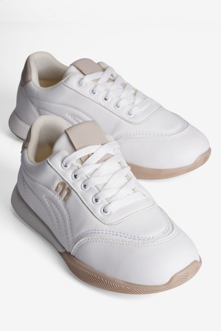 Mubiano Kadın Sneaker Günlük Rahat Bağcıklı Konfor Tabanlı Spor Ayakkabı Movi Beyaz