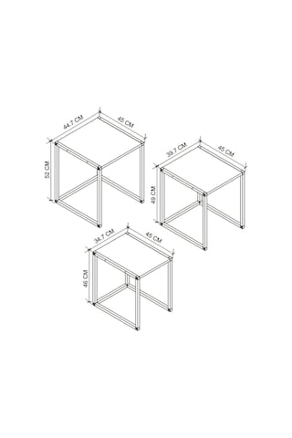 Bofigo 3'lü Metal Zigon Sehpa Zigon Sehpa Orta Sehpa Yan Sehpa çam