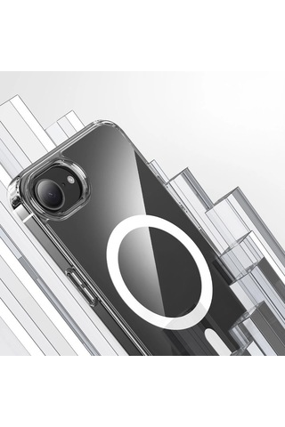 iPhone Uyumlu 16e Kılıf M-safe Şarj Özellikli Şeffaf Sert Pc Kapak