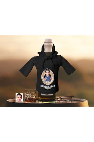 Bk Gift Kişiye Özel Karikatürlü Mini Siyah İçki Şişesi Tişörtü , Ev Bar Dekoru, Viski, Şarap, Votka, Rakı Şişesi Tişörtü, Ev Barı-14
