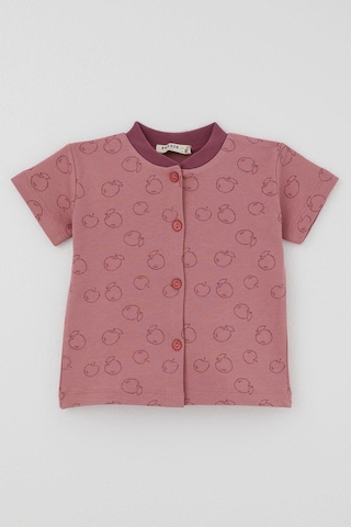 Breeze Kız Bebek Pijama Takımı Elma Desenli Önden Düğmeli 4 Ay - 1 Yaş , Gülkurusu
