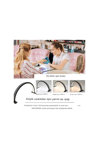 Taşlı Profesyonel Yarım Ay Ring Light Stand Led Işık Tırnak Kirpik Işık Led Manikür Işık Led