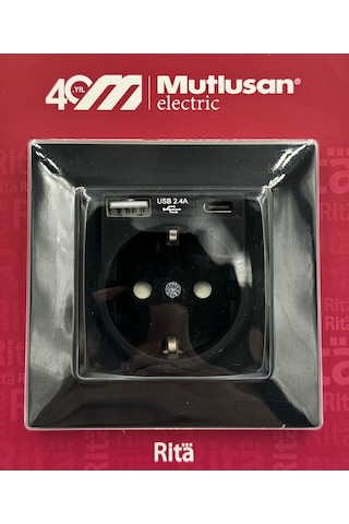 Mutlusan Rita Usb+type-c Li Topraklı Priz Siyah