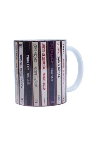 Retro Cd Tasarımlı Kupa Bardak Beyaz - Çok Renkli