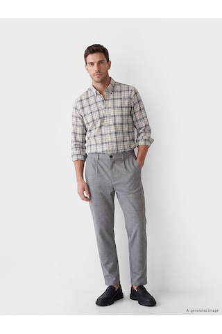 Lcwaıkıkı Classic Ekru Regular Fit Ekose Erkek Gömlek