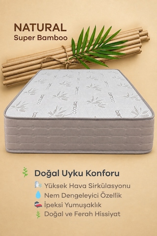 Full Ortopedik Natural Süper Bambu Yatak Çift Kişilik