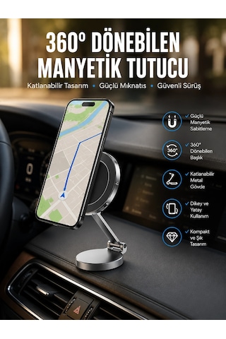 Yeni Nesil Araç İçi Mıknatıslı Telefon Tutacağı Tüm Telefonlara Uyumlu 1 Adet