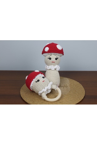 Aley Life Amigurumi Organik Mantar Bebek Ve Çıngırak Diş Kaşıyıcı