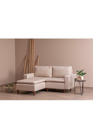 Lungo Modüler Mini Köşe Koltuk Takımı L Koltuk - Krem Keten Krem