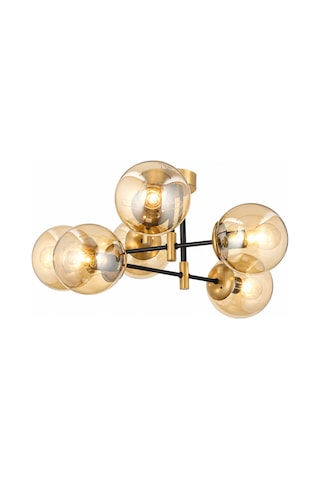 Maral 6Lı Siyah Eskitme Bal Camlı Modern Genç Odası Yatak Odası Retro Salon Avize