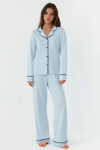 Hiccup Gömlek Yakal Ekstra Yumuşak Rahat Kesim Uzun Kollu Pijama Takımı Bebek Mavisi