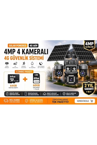 X5 Tech Rx-85gz -dual Lens Hieasy Füme 4 Kamera +1 Yıllık Sim Kart +64gb Hafıza Kartı Güneş Enerjili