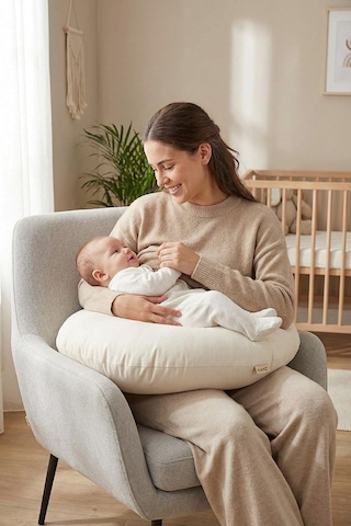 Bebek Emzirme Ve Destek Minderi Yıkanabilir Kılıf - Beyaz
