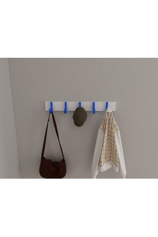 Hepsi3boyutlu Modern Duvar & Kapı Baston Askılık - 5 Adet Mavi J Askılık - Model No : 6 Mavi