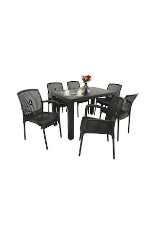 Mandella Elit 70x120 6 Kişilik Defne Koltuk Masa Takımı Eko Kahve