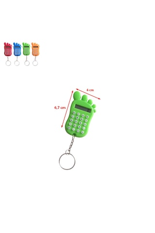 Yeşil Ayak Şekilli Mini 8 Haneli Hesap Makinesi Anahtarlık 1 Adet Ebat: 6.7 CM x 4 CM