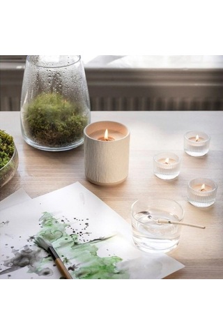 Ikea Sılkestrad Seramik Kaplı Kokulu Mum 8 X 10 Cm Meşe - Yosun Bej
