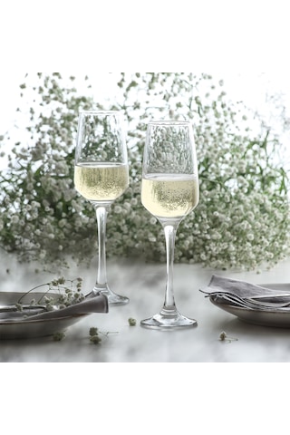 LAV Lal Cam Şampanya Kadehi 6'lı 230 ml Ayaklı (Kahve Yanı/Kokteyl Bardağı)