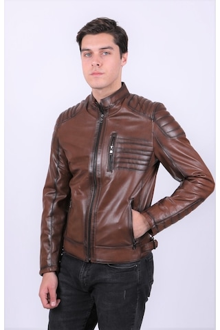 New Zaya Leather Erkek Açık Kahverengi Deri Mont Hakiki Deri Açık Kahverengi