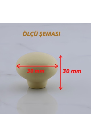15 Adet Kamelya Kulp Krem Polimer Düğme Kulp Mantar Mobilya Mutfak Dolabı Çekmece Kulbu Kulpları