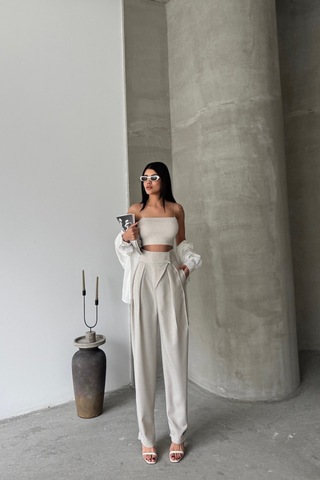 Munn Collection Tasarım Pantolon - Bej Bej