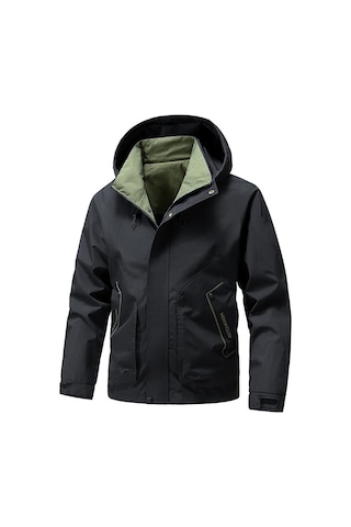 Erkekler İçin Su Geçirmez Ve Rüzgar Geçirmez Sonbahar Ve Kış Ceketi Siyah