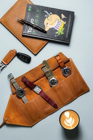 Ryoko Gmt Oil Pull-up Deri Saat Rulosu Saat Kutuları Kahverengi