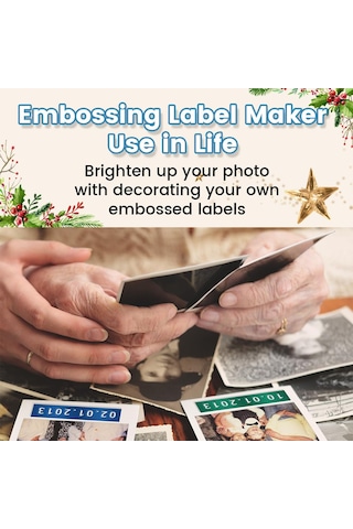 Phomemo E975 Kabartma Etiket Makinesi 6 Rulo Bantlı El Tipi Kabartmalı Etiket Makinesi - Mavi