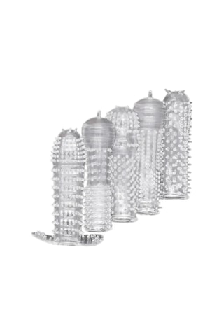 Pembe Tilki Şeffaf Silikon Penis Kılıfı Tırtıklı 12 CM