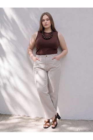 Lcwaıkıkı Curve Gri Büyük Beden Straight Fit Kadın Jean Pantolon